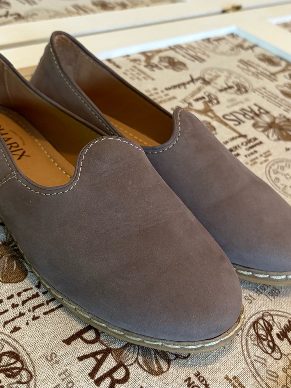 CHARIX Leather Slip-On Flats in Mauve Gray - Picture 4 of 7
